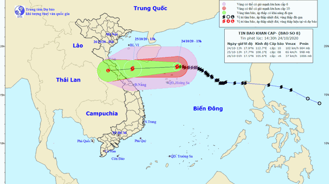 Tin bão mới nhất: Bão số 8 suy yếu trước khi vào Hà Tĩnh - Quảng Trị