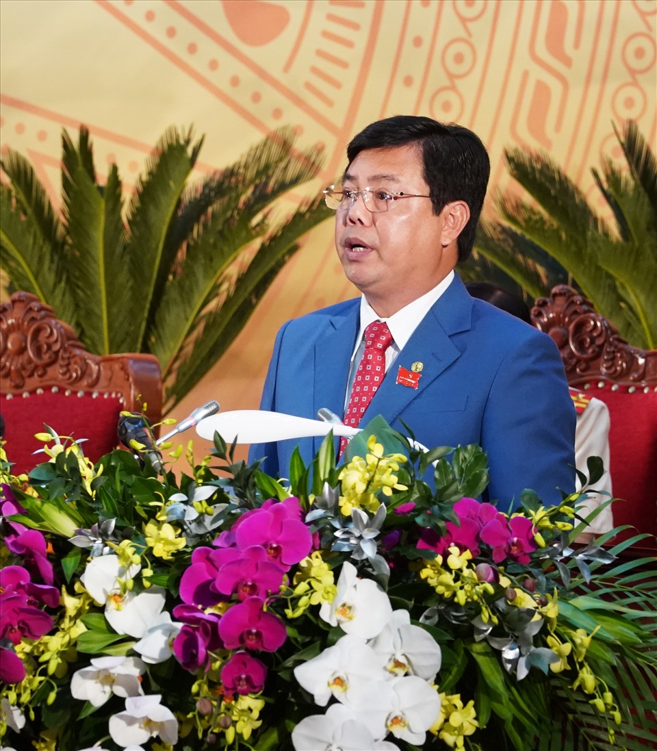 Bí thư Tỉnh ủy Cà Mau Nguyễn Tiến Hải phát biểu khai mạc Đại hội (ảnh Ban tổ chức Đại hội cung cấp)