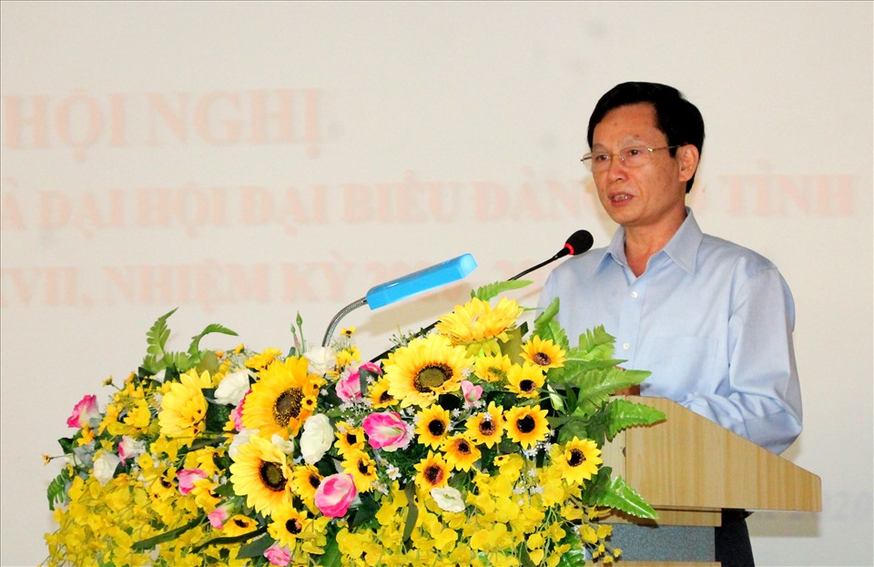 Chủ tịch LĐLĐ tỉnh Đắk Lắk Nguyễn Công Bảo phát biểu tại Hội nghị. Ảnh T.X