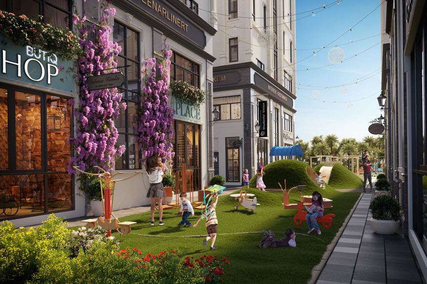 Khu vui chơi trẻ em được bố trí xen kẽ giữa các dãy shophouse