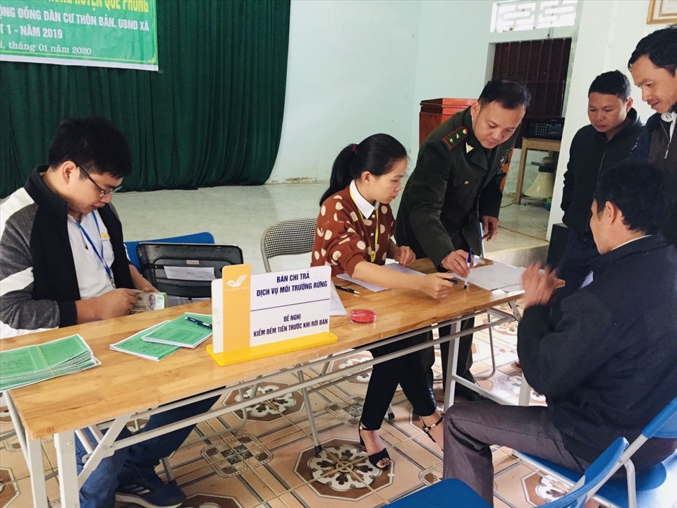 Một số chủ rừng có nguồn kinh phí chi trả DVMTR ít, trong khi địa bàn đến chi trả nằm rải rác, trải rộng thì phí dịch vụ chi trả không đủ bù đắp cho chi phí thực hiện chi trả của Bưu điện. Ảnh: TM