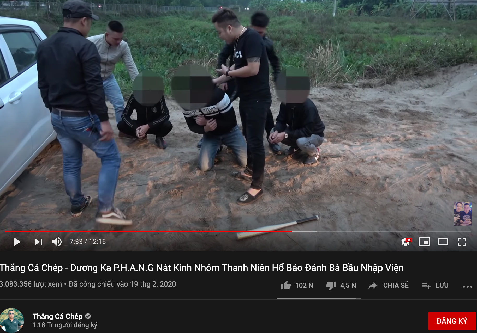 Một video kiểu anh hùng nhưng ngập ngụa cảnh bạo lực, lời lẽ thô tục. Ảnh: Chụp màn hình.