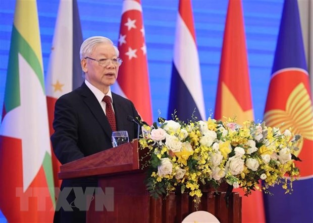 Tổng Bí thư, Chủ tịch Nước Nguyễn Phúc Trọng phát biểu chào mừng Hội nghị Cấp cao ASEAN lần thứ 37. Ảnh: TTXVN