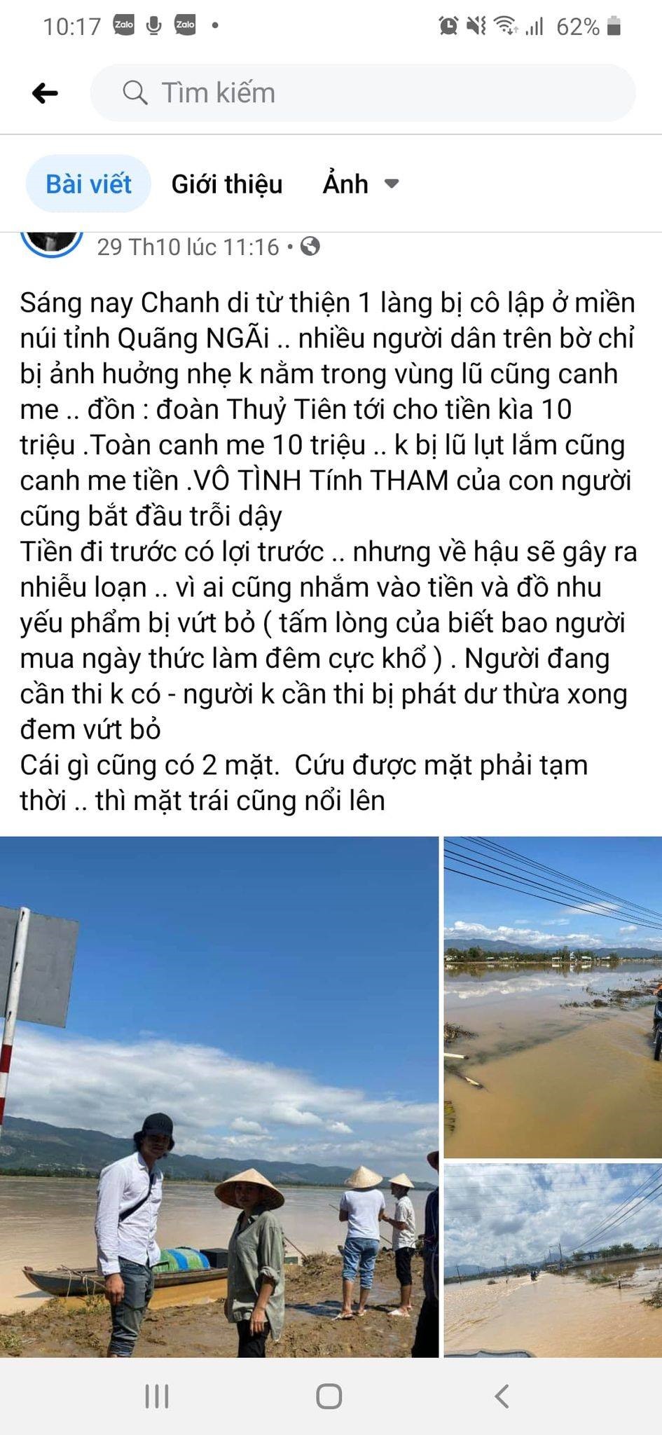 Content that singer Phuong Thanh posted on Facebook.  Screenshots