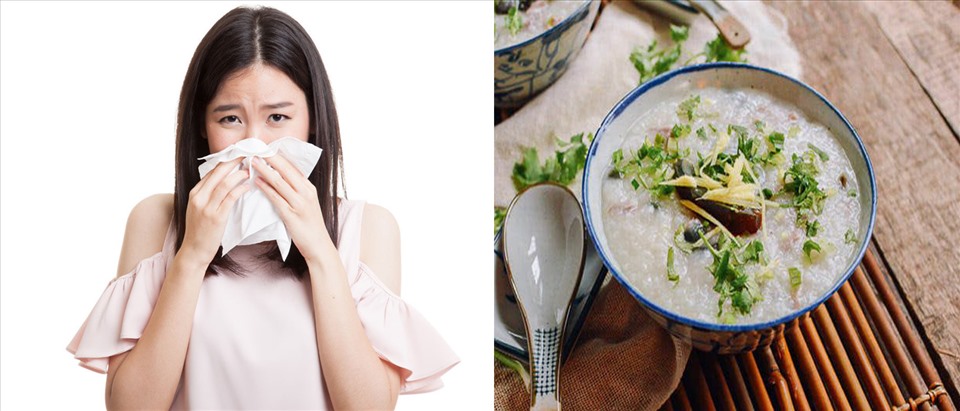 Từ lâu cháo hành đã trở thành món ăn giúp giải cảm hiệu quả. Đồ họa: Hồng Nhật