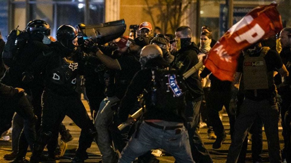 Clashes broke out in Washington DC on November 14.  Photo: Getty Images