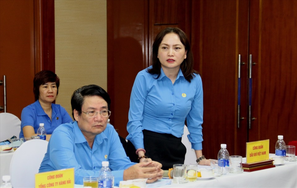 Chủ tịch Công đoàn Dầu khí Việt Nam (đơn vị Khối trưởng_ Nghiêm Thùy Lan phát biểu. Ảnh: CĐ DK