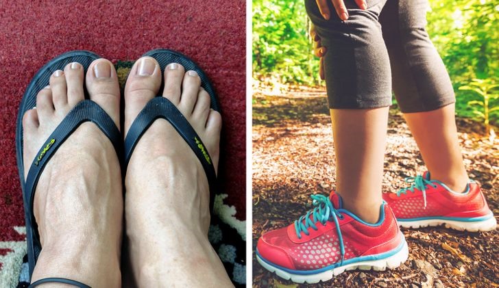 11. Đi dép xỏ ngón Mặc dù đi dép xỏ ngón khá thoải mái nhưng chúng không tốt cho sức khoẻ. Bởi vì khi chúng ta kẹp chặt ngón chân của mình có thể gây căng thẳng không cần thiết lên chúng, dẫn đến hiện tượng chuột rút.