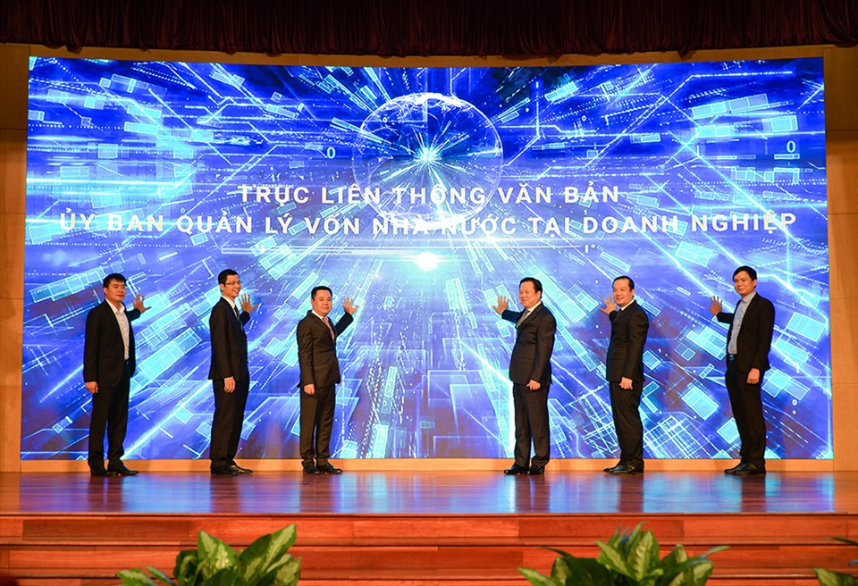 Khai trương “Trục liên thông văn bản Ủy ban Quản lý vốn nhà nước tại doanh nghiệp”. Ảnh H.P