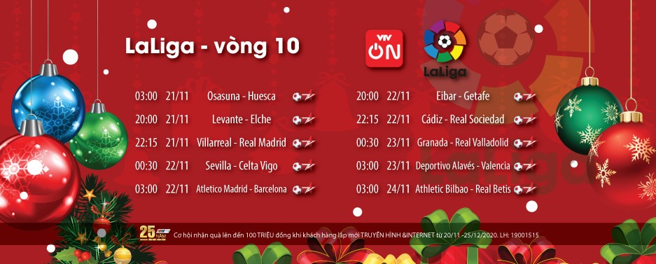 Lịch truyền hình giải VĐQG Tây Ban Nha La Liga