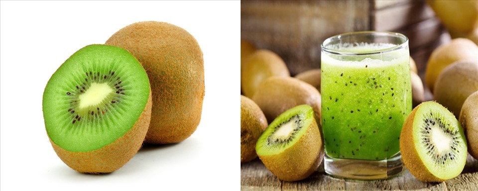 Nước kiwi- thức uống thơm ngon, tốt cho bà bầu bi táo bón. Đồ họa: Hồng Nhật