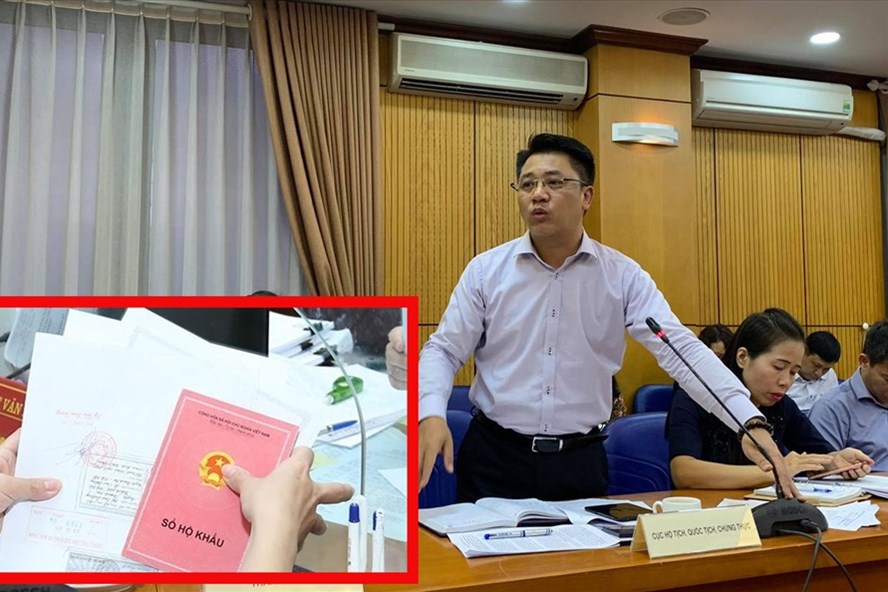 Ông Nguyễn Thanh Hải, Phó Cục trưởng Cục Hộ tịch, Quốc tịch và Chứng thực (Bộ Tư pháp) trả lời về rà soát, sửa đổi các thủ tục liên quan tới sổ hộ khẩu. Ảnh T.Vương