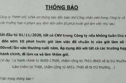 Xác minh quy định trừ thưởng cuối năm nếu công nhân không đến sớm 10 phút
