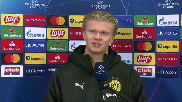 Phần trả lời ngắn gọn nhưng đầy đủ của Haaland. Ảnh: Champions League.