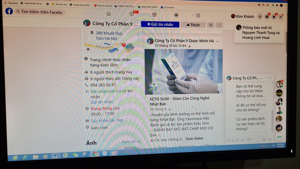 20 giờ 35 phút tối 6.11, sản phẩm Keto Slim vẫn được Minh Hà quảng cáo trên mạng xã hội. Ảnh chụp màn hình.