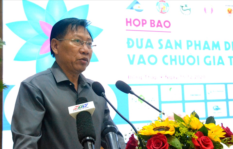 Phó Chủ tịch UBND tỉnh An Giang Trần Anh Thư phát biểu tại buổi họp báo Mekong Connect 2020. Ảnh: Lục Tùng