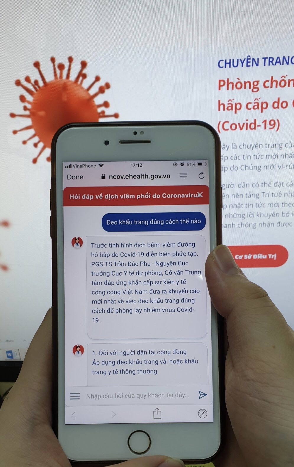 Hình ảnh trợ lý ảo - chatbot hỏi đáp về dịch bệnh COVID-19
