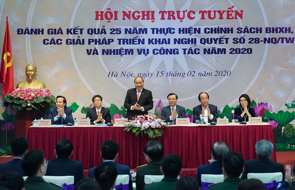 Hội nghị đánh giá kết quả 25 năm thực hiện chính sách bảo hiểm xã hội (BHXH), bảo hiểm y tế (BHYT). Ảnh: VGP/Quang Hiếu