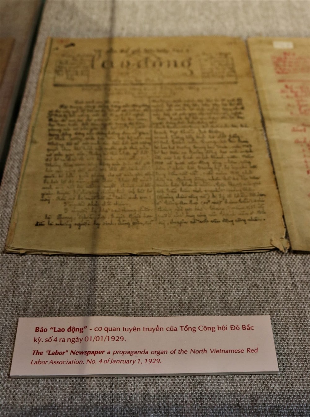 Báo “Lao động” - Cơ quan tuyên truyền của Tổng Công hội Đỏ Bắc kỳ số 4 ra ngày 1.1.1929.