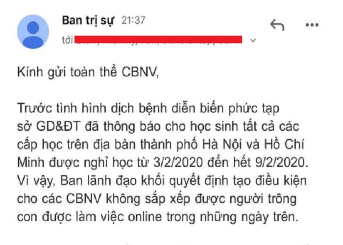 Sự hỗ trợ kịp thời của công ty đối với nhân sự trong thời điểm dịch corona đang tiếp diễn.