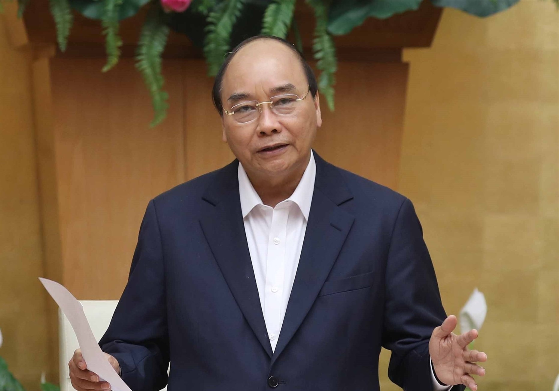 Thủ tướng Chính phủ Nguyễn Xuân Phúc phát biểu tại buổi làm việc. Ảnh VGP