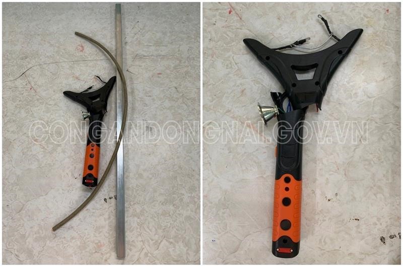 Số tang vật được Lê Thế Diện (26 tuổi) khai nhận đã sử dụng để gây thương tích cho P.T.T.T (24 tuổi) là nhân viên của Diện_Ảnh: CACC