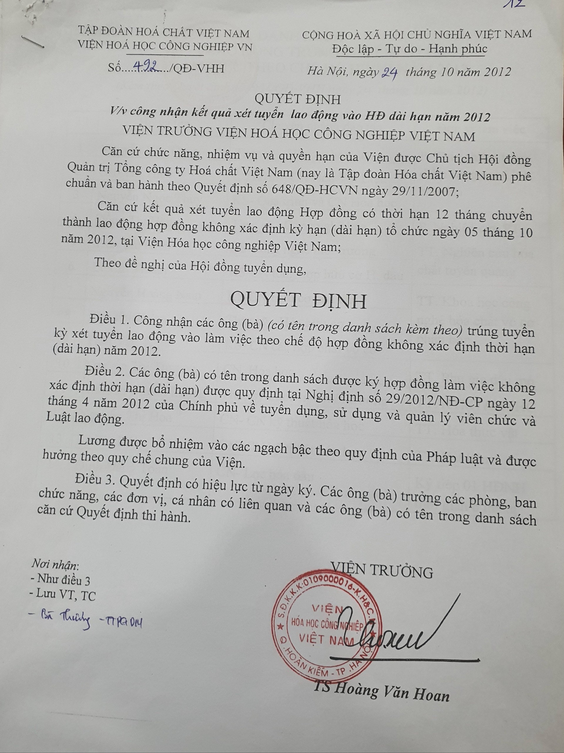 Lãnh đạo Trung tâm Quan trắc Tài nguyên và Môi trường Bắc Giang cho rằng bà Nguyễn Thị Thương trở thành viên chức tại đơn vị là trường hợp tiếp nhận chứ không phải tuyển dụng vì bà Thương đã là viên chức tại Viện Hóa học Công nghiệp Việt Nam từ năm 2012. Ảnh: D.T