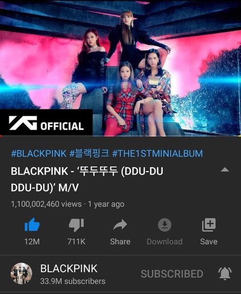 MV “DDU-DU DDU-DU” của BLACKPINK vượt mốc 1.1 tỷ view trên Youtube