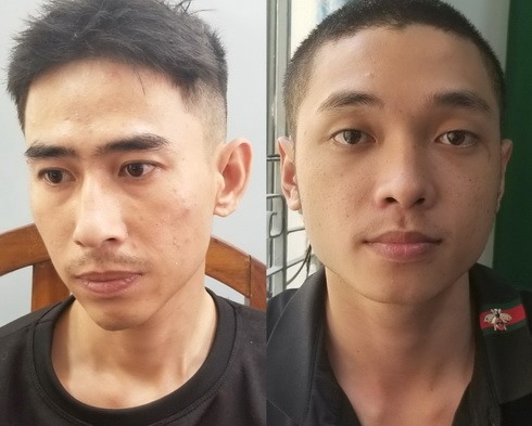 2 đối tượng Phương (bên trái) và Tiến vừa bị công an Nha Trang bắt giữ. Ảnh: P.Linh