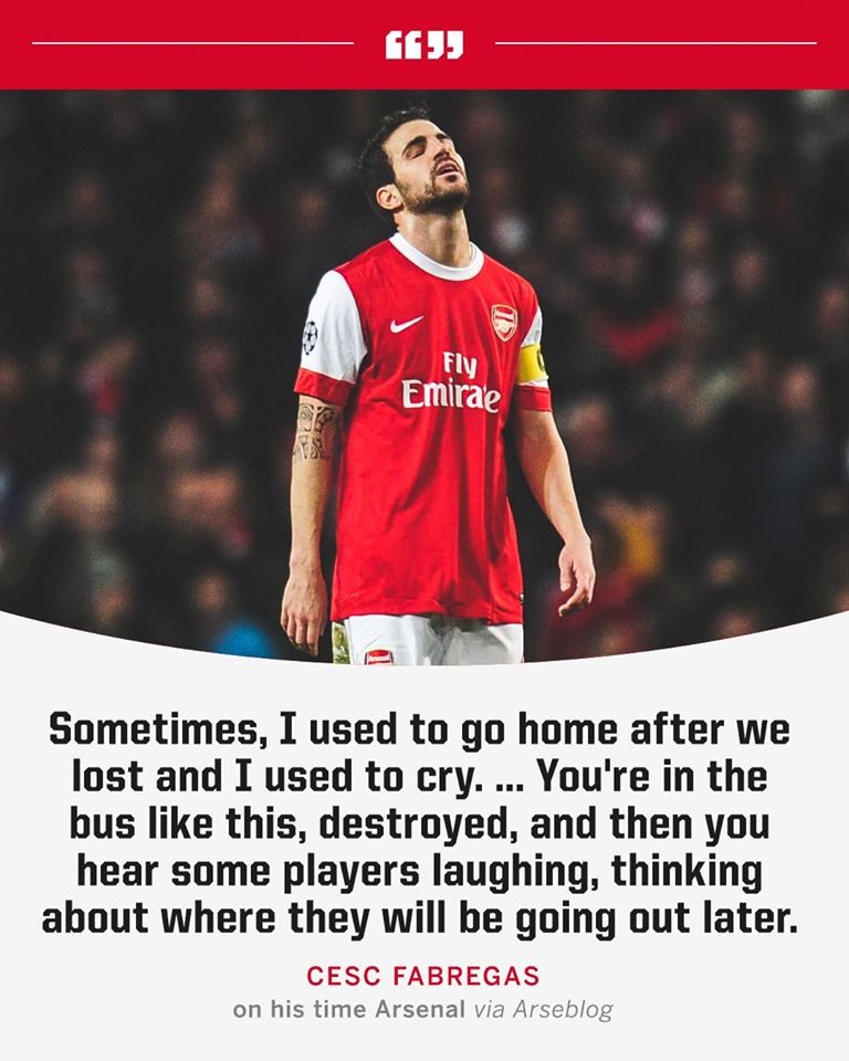 Tiền vệ Cesc Fabregas cho rằng Arsenal thiếu tham vọng và không sở hữu những cái tên đẳng cấp.