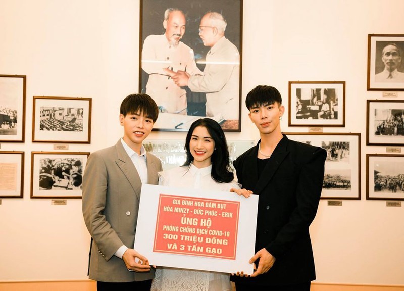 Gia đình “Hoa Dâm Bụt” gồm Hòa Minzy, Đức Phúc, Erik chung tay ủng hộ chống dịch COVID-19