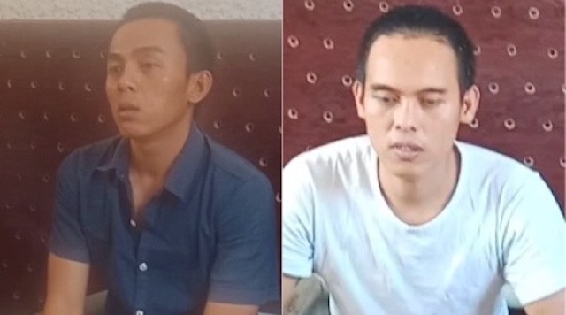 Hai anhh em Giàu và Minh tại cơ quan công an