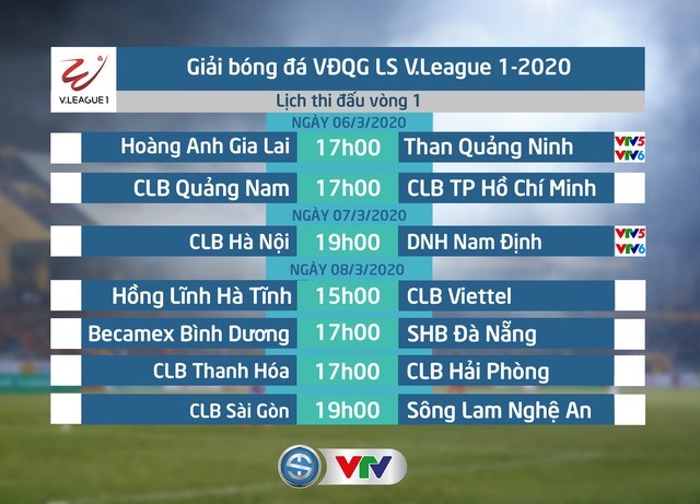 Lịch thi đấu vòng 1 V.League 2020