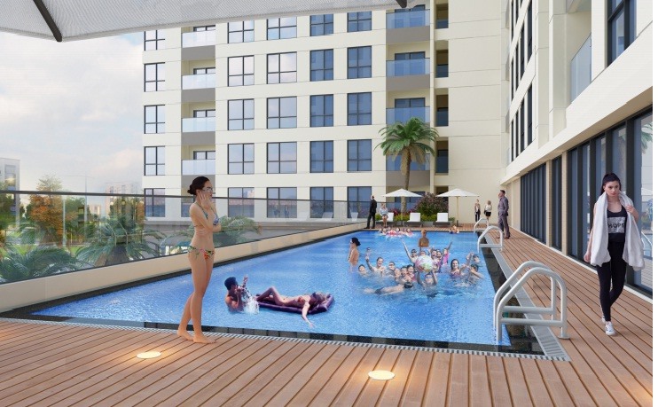 Tiện ích bể bơi tại tầng 3 của Phú Tài Residence