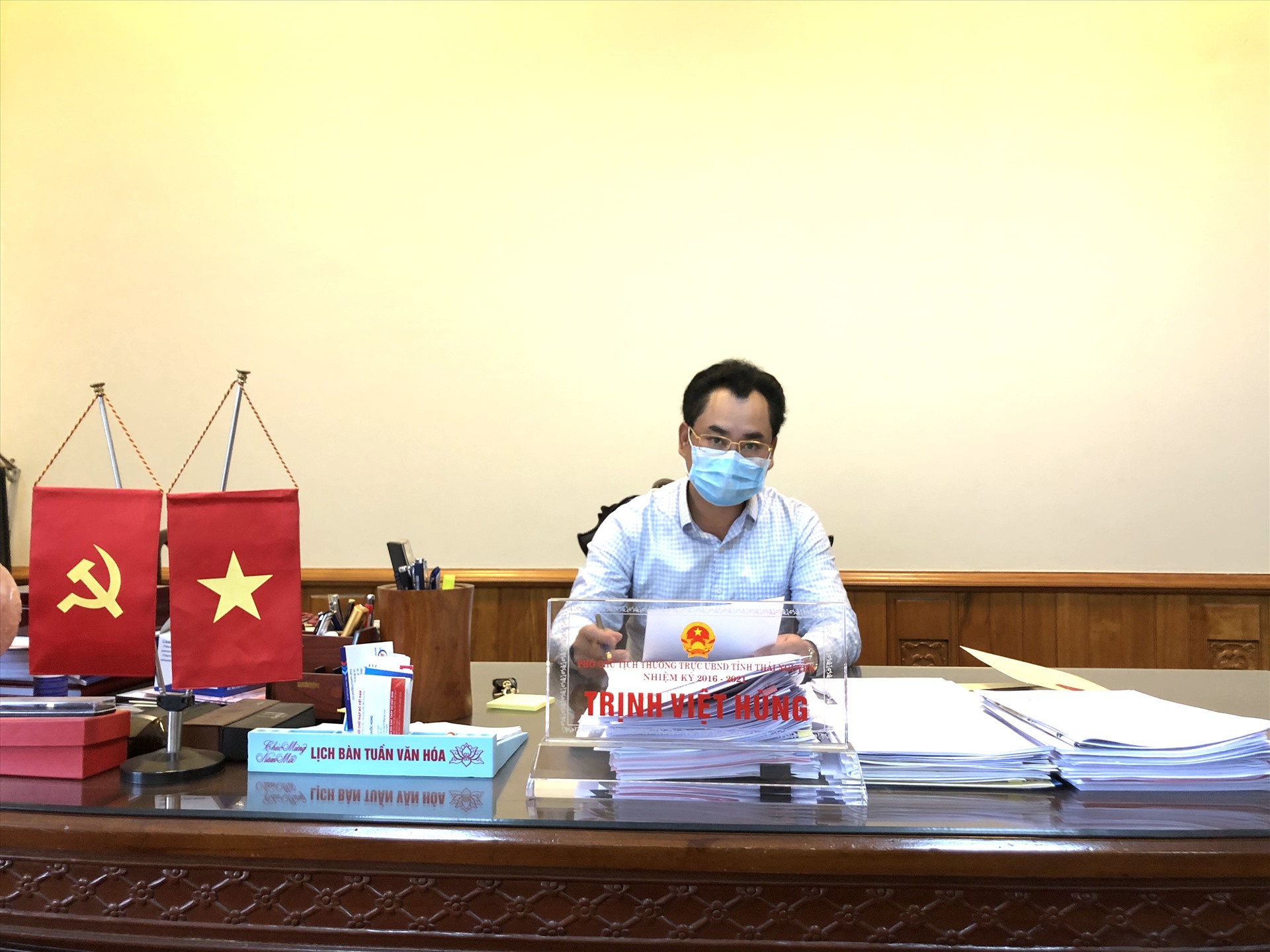 Ông Trịnh Việt Hùng, Phó Chủ tịch Thường trực UBND tỉnh, Phó trưởng ban thường trực Ban Chỉ đạo phòng chống dịch COVID-19 tỉnh Thái Nguyên. Ảnh: Việt Lâm