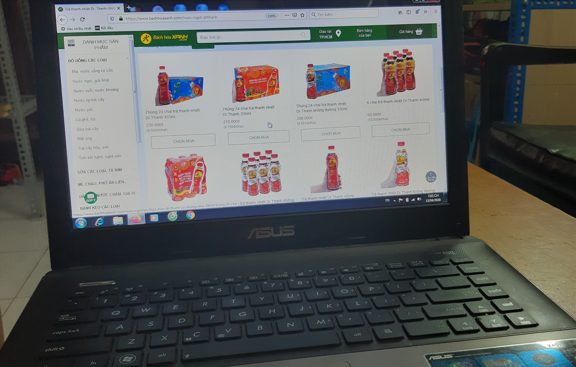 Thức uống thảo mộc được bán trên trang của Bách Hóa Xanh