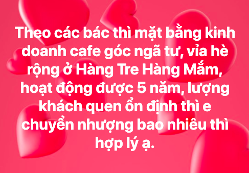 Nhiều chủ cửa hàng sang nhượng mặt bằng. Ảnh chụp màn hình
