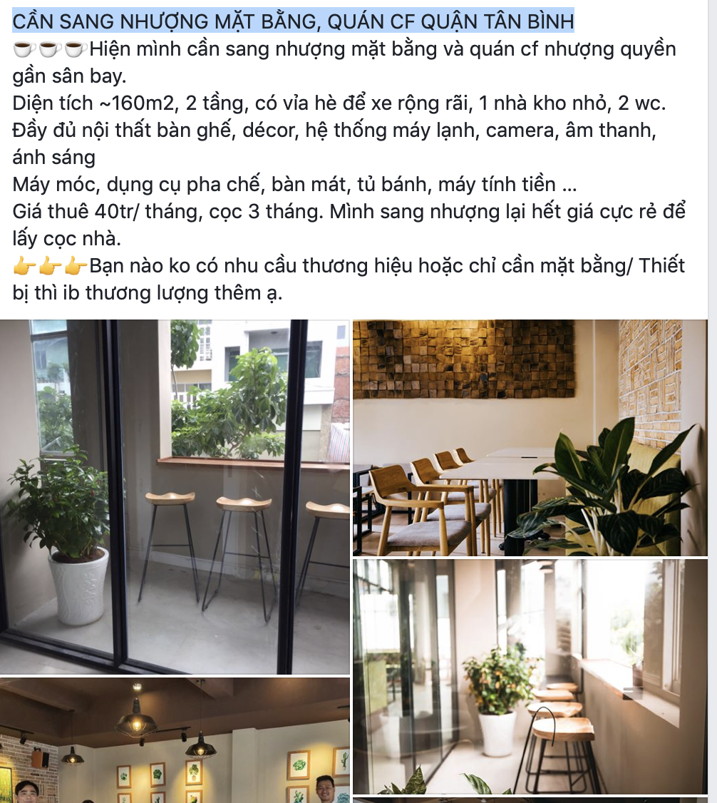 Nhiều chủ cửa hàng sang nhượng mặt bằng. Ảnh chụp màn hình