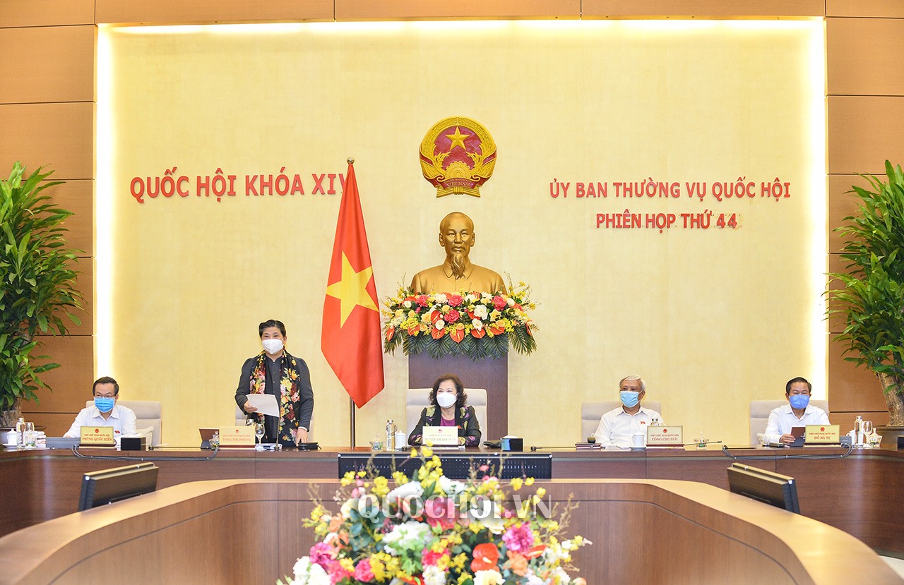 Phó Chủ tịch Thường trực Quốc hội Tòng Thị Phóng kết luận nội dung thảo luận. Ảnh Quochoi.vn