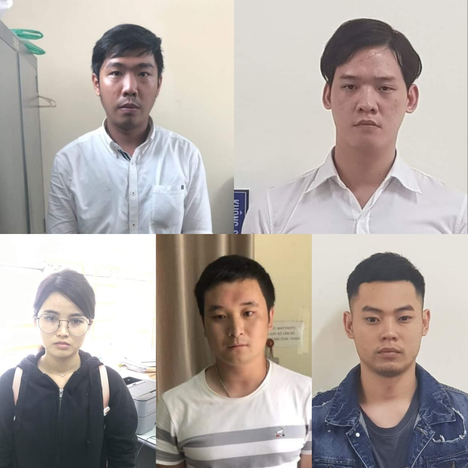 Nhóm người vừa bị công an bắt giũ. Hình: Công an cung cấp