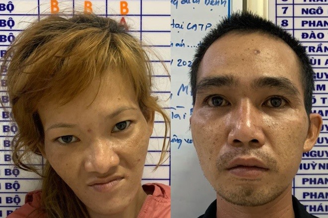 Hai đối tượng Yến và Hiếu bị bắt giữ. Ảnh: Công an cung cấp.
