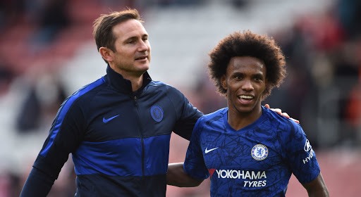 HLV Lampard và Willian. Ảnh: Getty.