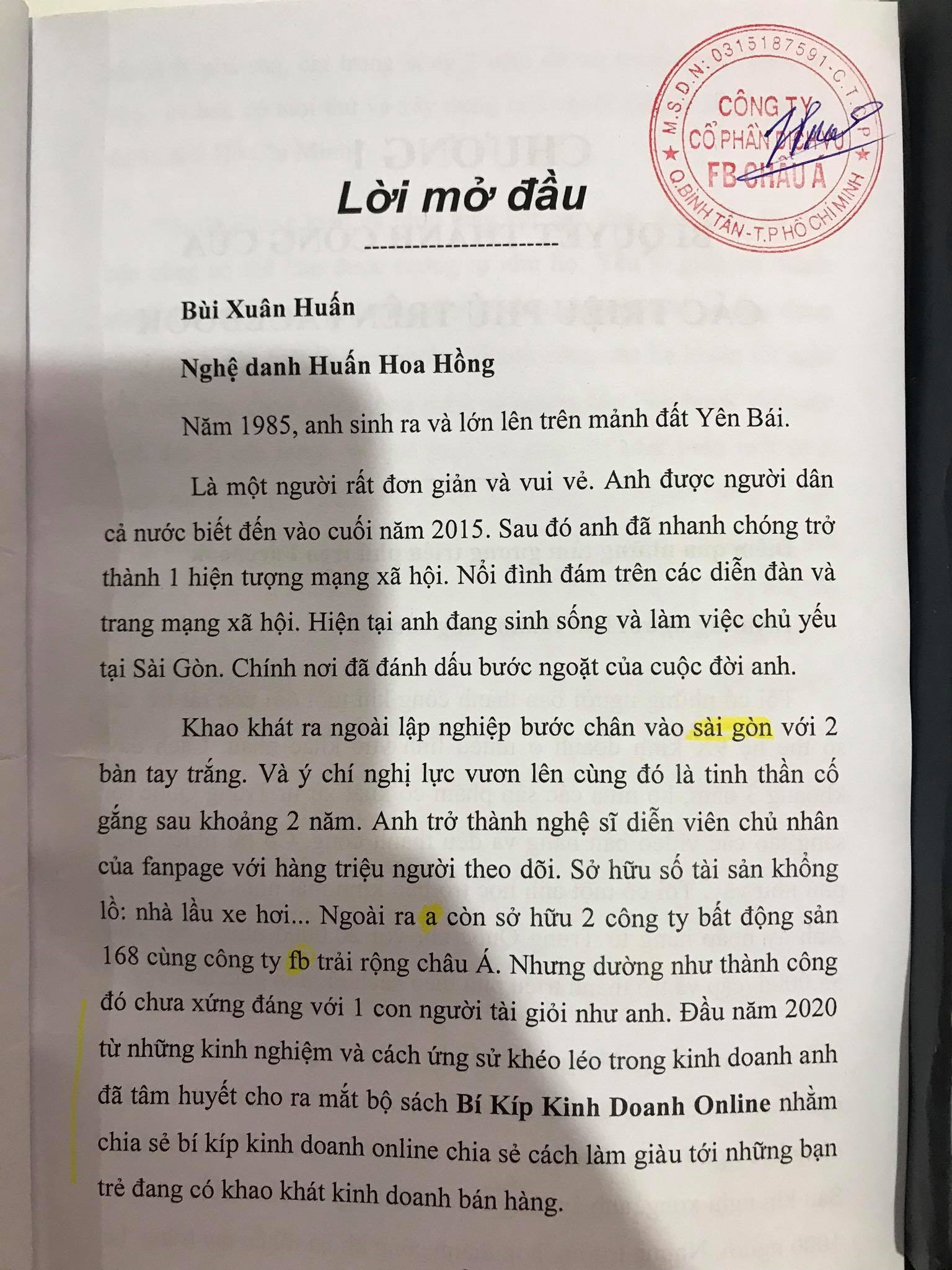 Chi chít lỗi chính tả trong phần mở đầu cuốn sách của Huấn “hoa hồng“.