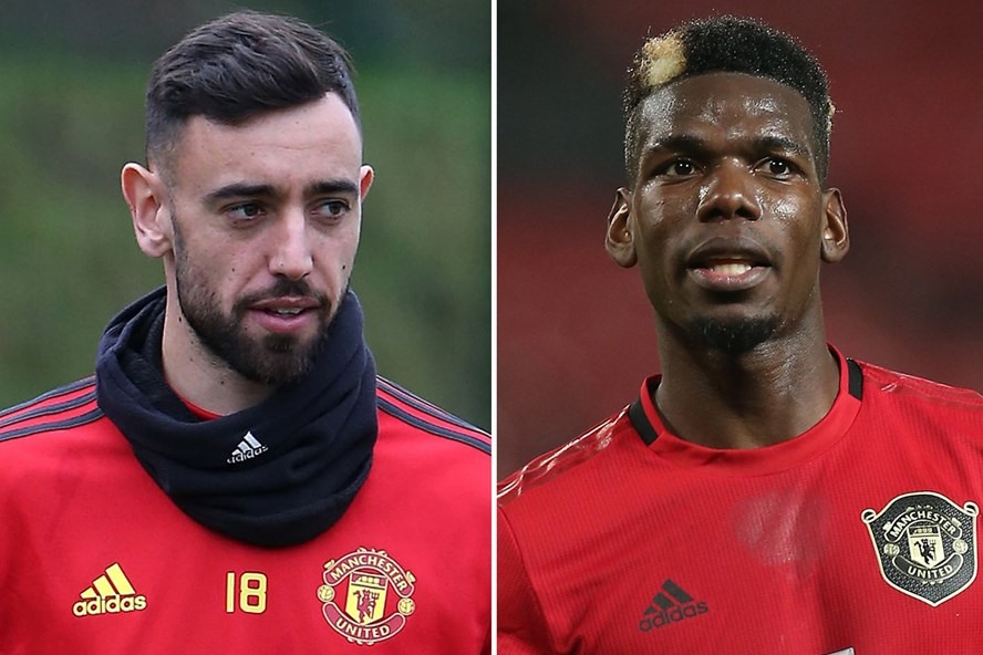 Bruno và Pogba. Ảnh: The Scottish Sun