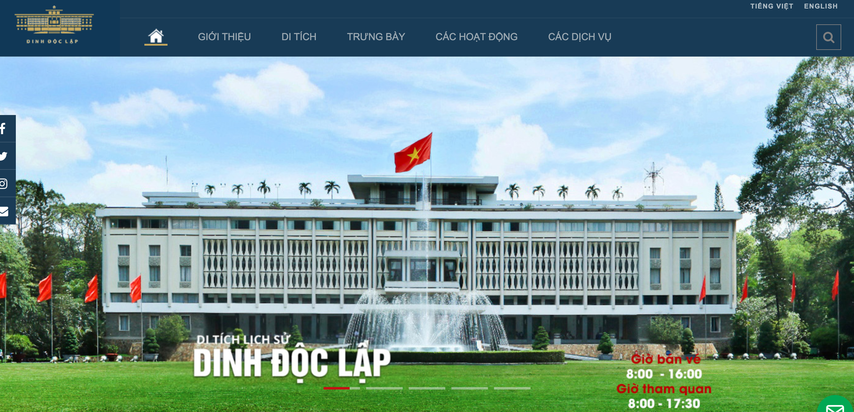 Giao diện website của Dinh Độc Lập.