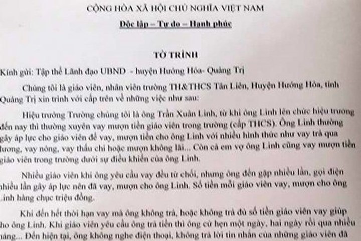 Hiệu Trưởng Vay Tiền Giao Vien Khong Trả Bị đề Xuất Khiển Trach Lao động Online Laodong Vn Tin Tức Mới Nhất 24h