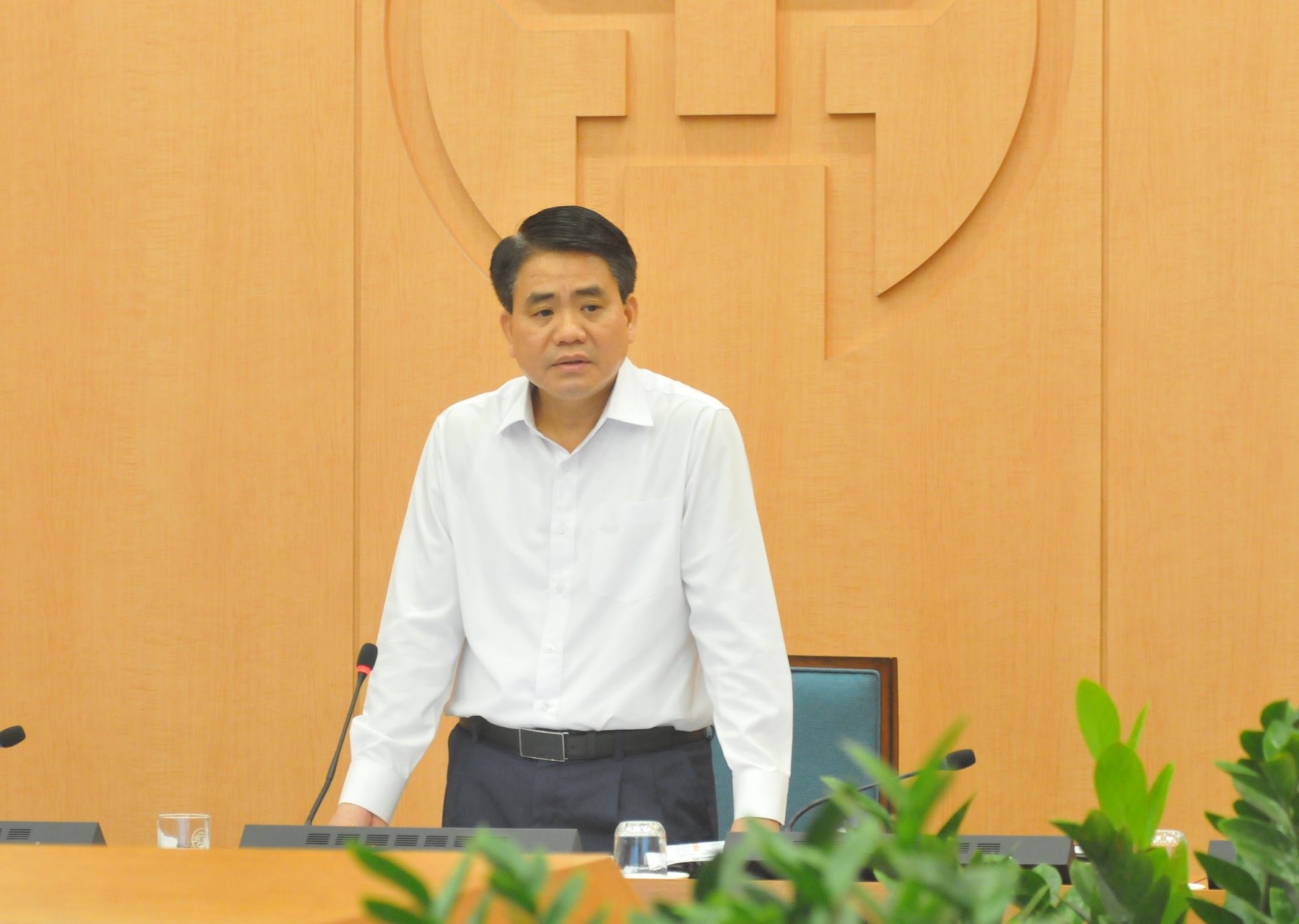 Chủ tịch UBND thành phố Hà Nội Nguyễn Đức Chung chủ trì cuộc họp Ban chỉ đạo phòng chống dịch COVID-19 thành phố Hà Nội chiều 3.4.
