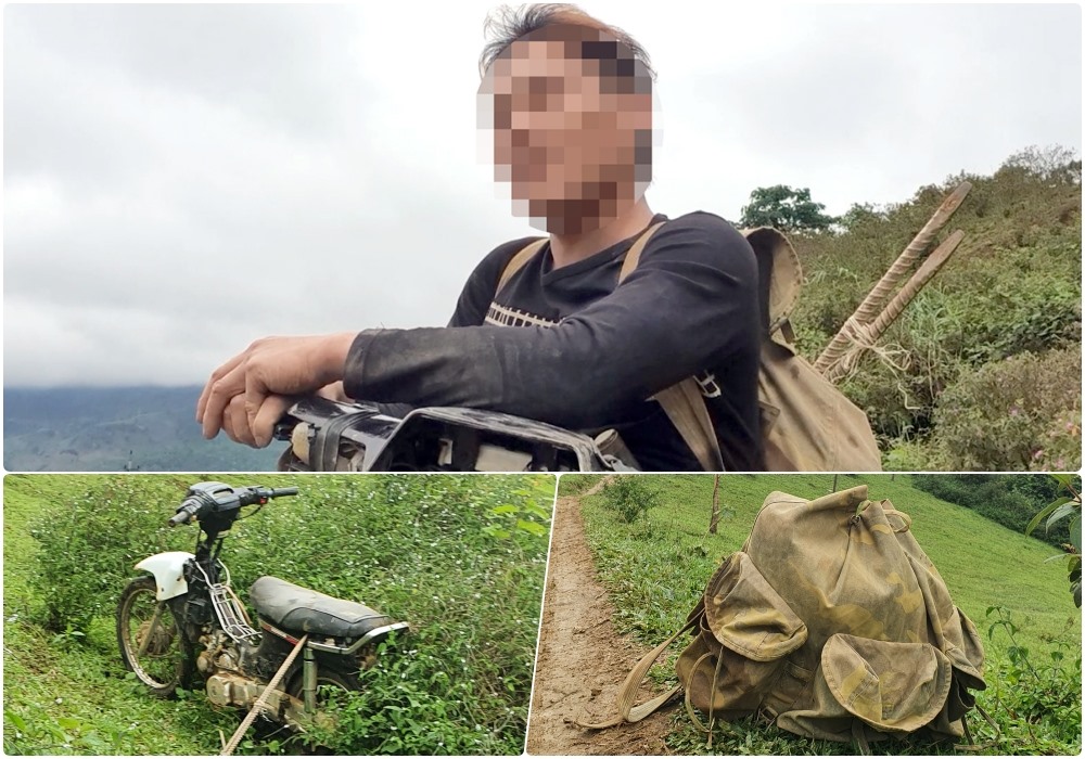 Lục Văn Phiên và đồ nghề cho một ngày đi đào vàng. Ảnh: LN.