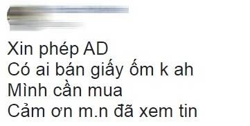Mẩu rao mua giấy ốm của một công nhân trên Facebook. Ảnh: Bảo Hân