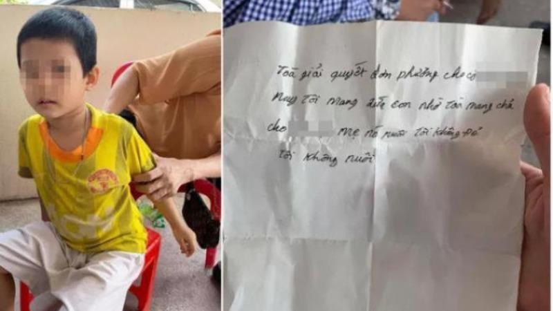 Cháu bé bị bỏ rơi kèm theo lời nhắn “tôi không đẻ, tôi không nuôi”. Ảnh: Người dân cung cấp
